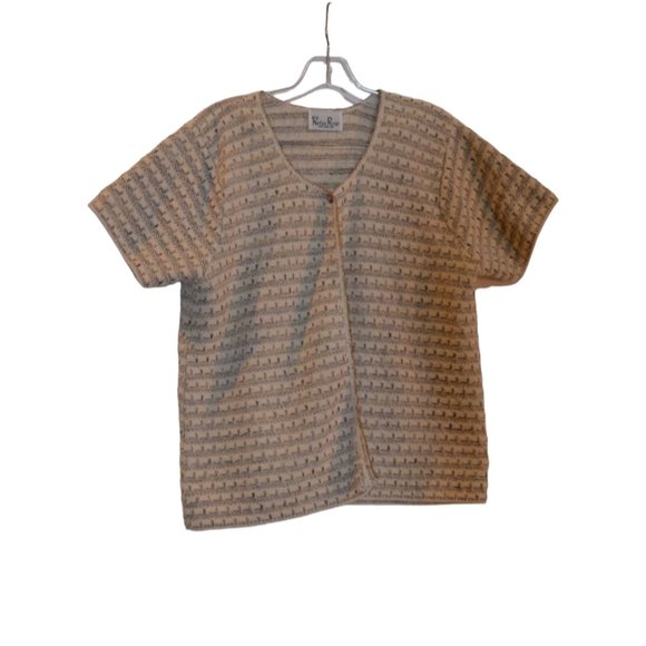 Reba Rose NewYork Knit Cotton Short Sleeves Button-Down Cardigan Women L - Picture 3 of 4